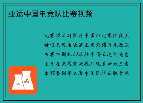亚运中国电竞队比赛视频